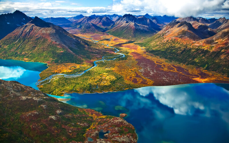 Mountain Valley Landscape — Blue, Serene, Autumn