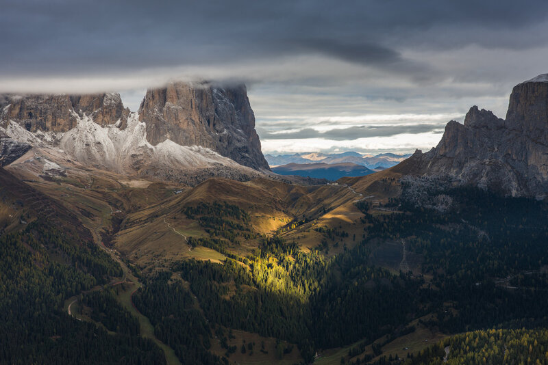 Mountain Valley Landscape — Brown, Dramatic, Afternoon, Photograph, Clouds