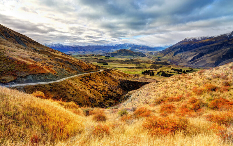 Mountain Valley Landscape — Brown, Dramatic, Autumn, Photograph
