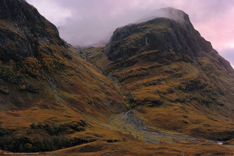 Mountain Valley Landscape — Brown, Dramatic, Sunset, Photograph