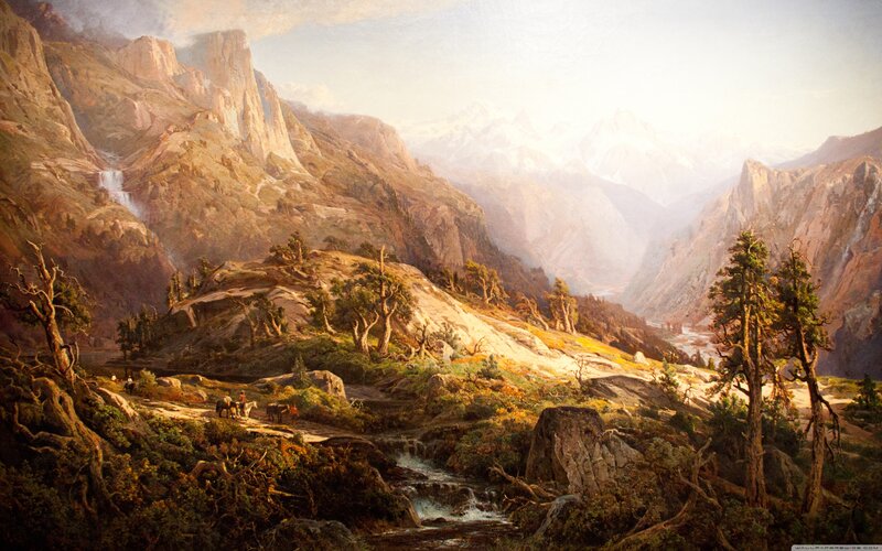 Mountain Valley Landscape — Brown, Serene, Afternoon