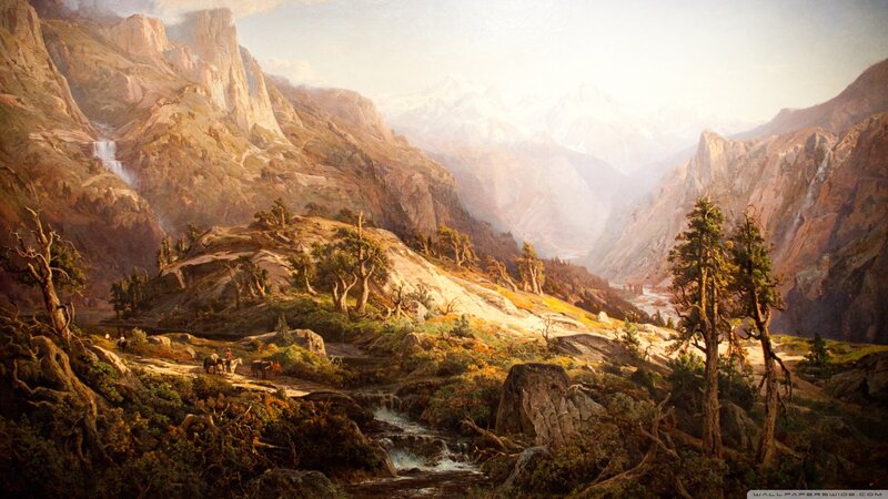 Mountain Valley Landscape — Brown, Serene