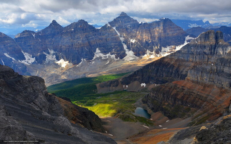 Mountain Valley Landscape — Gray, Dramatic, Afternoon