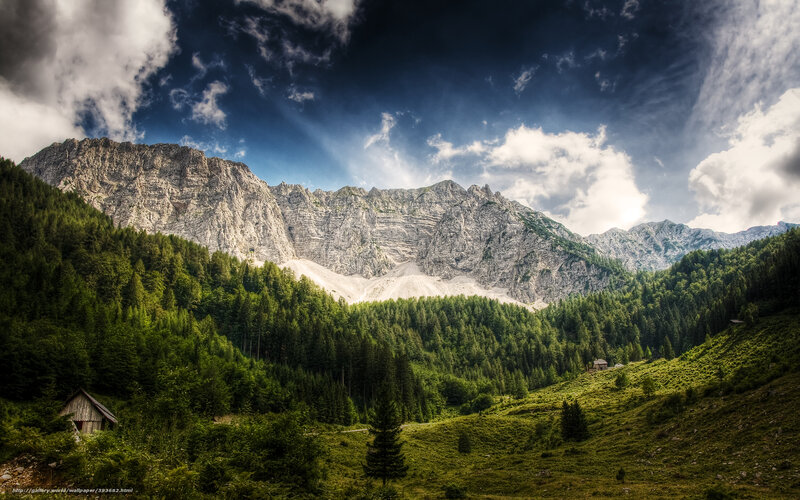 Mountain Valley Landscape — Green, Dramatic, Afternoon, Photograph, Forest, Mountains