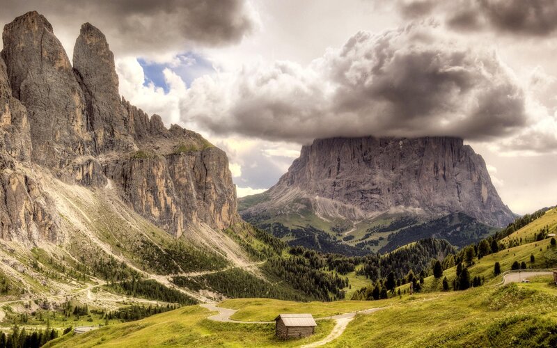 Mountain Valley Landscape — Green, Dramatic, Afternoon, Photograph, Mountains, Clouds