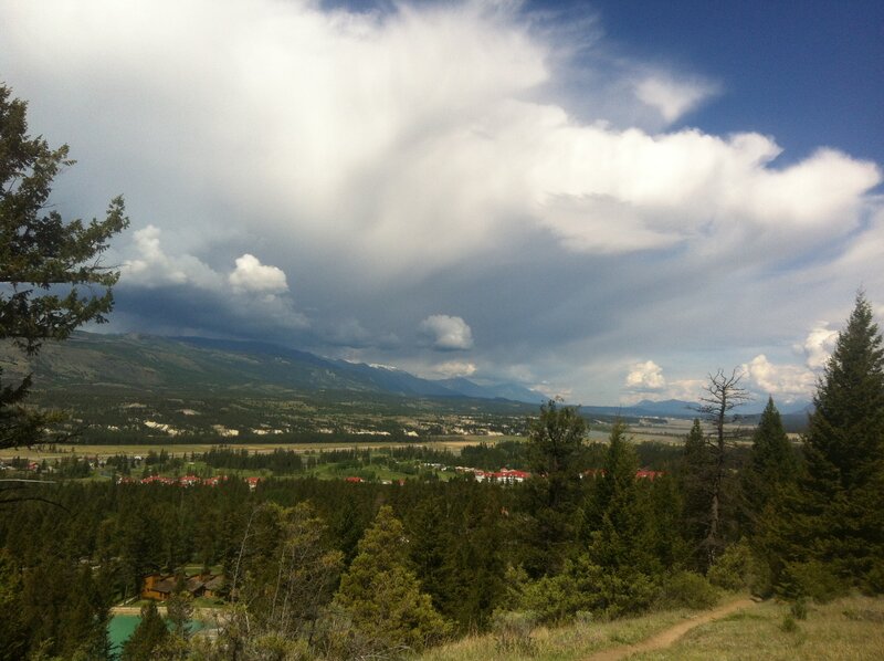 Mountain Valley Landscape — Green, Dramatic, Afternoon, Photograph, Trees, Clouds, Buildings