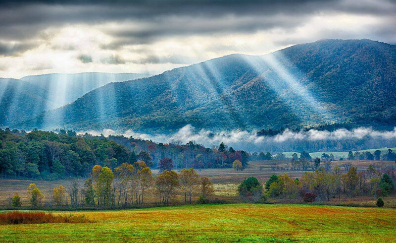 Mountain Valley Landscape — Green, Dramatic, Morning, Photograph
