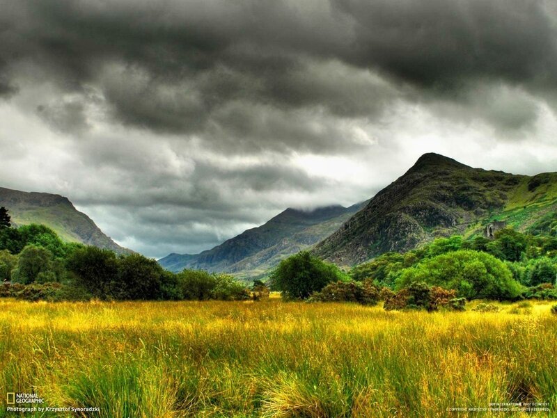 Mountain Valley Landscape — Green, Dramatic, Photograph