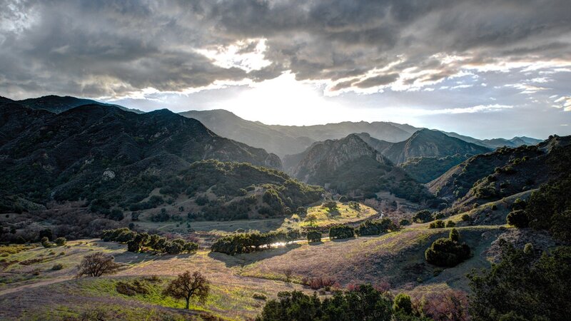 Mountain Valley Landscape — Green, Dramatic, Sunrise, Photograph
