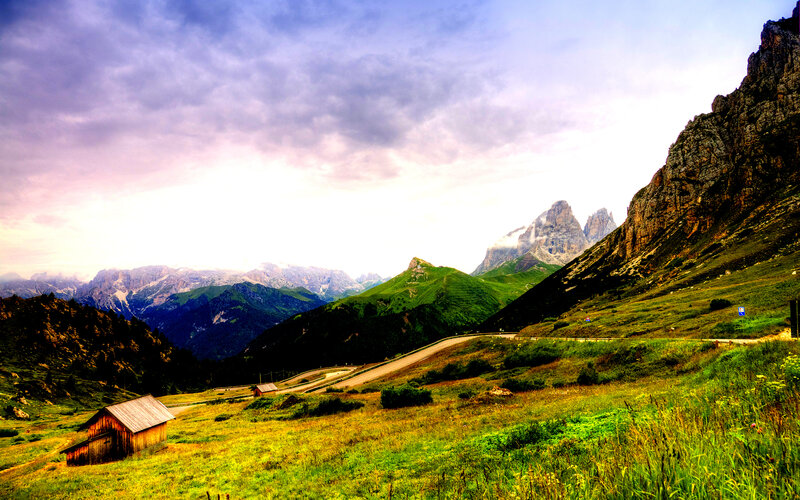 Mountain Valley Landscape — Green, Dramatic, Sunset, Photograph