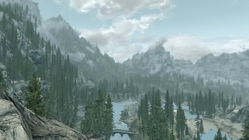 Mountain Valley Landscape — Green, Misty, 3d Render