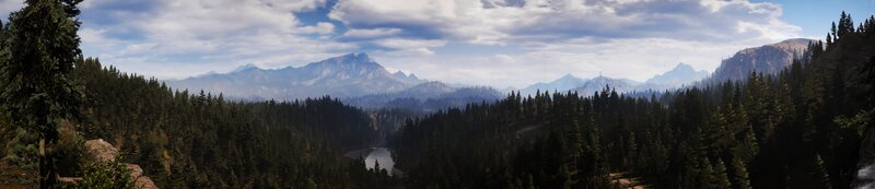 Mountain Valley Landscape — Green, Serene, Afternoon, 3d Render