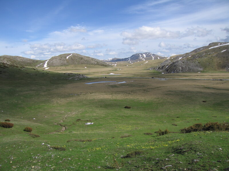 Mountain Valley Landscape — Green, Serene, Afternoon, Photograph, Hills