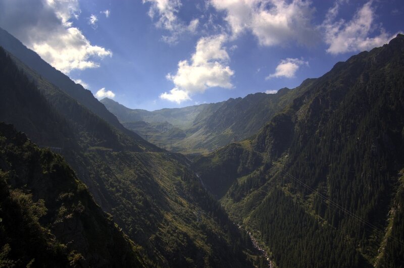 Mountain Valley Landscape — Green, Serene, Afternoon, Photograph, Mountains, Forest