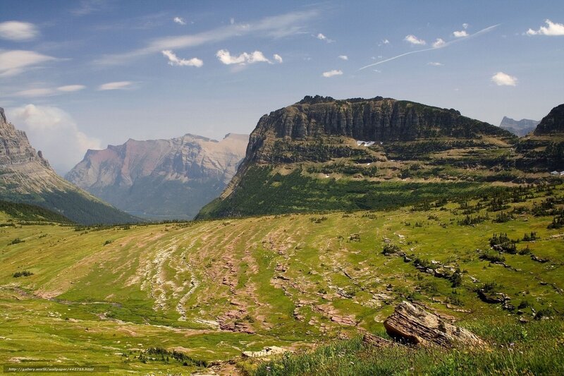 Mountain Valley Landscape — Green, Serene, Afternoon, Photograph, Mountains, Grass, Sky