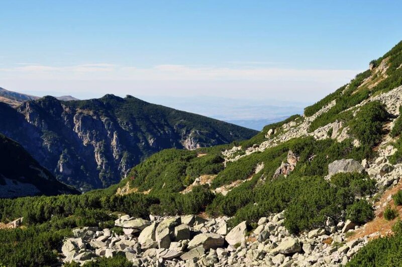 Mountain Valley Landscape — Green, Serene, Afternoon, Photograph, Mountains, Rocks
