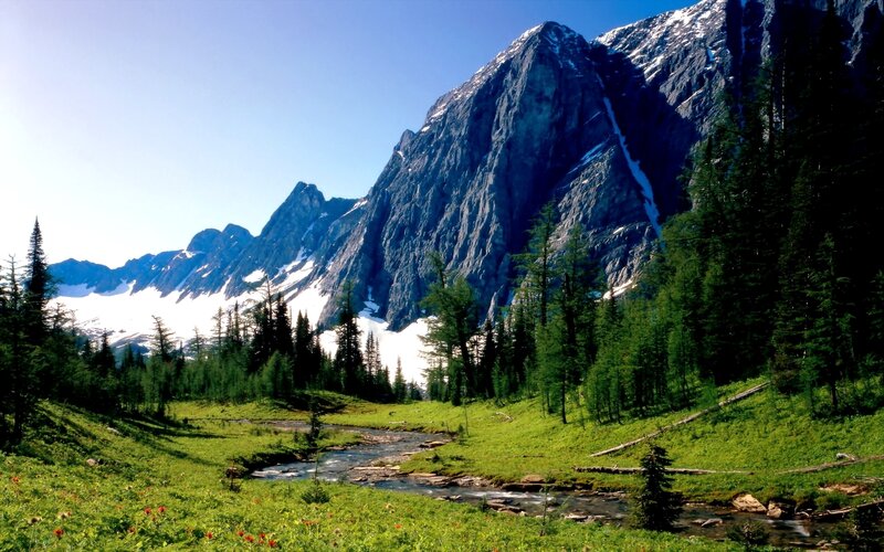 Mountain Valley Landscape — Green, Serene, Afternoon, Photograph, Mountains