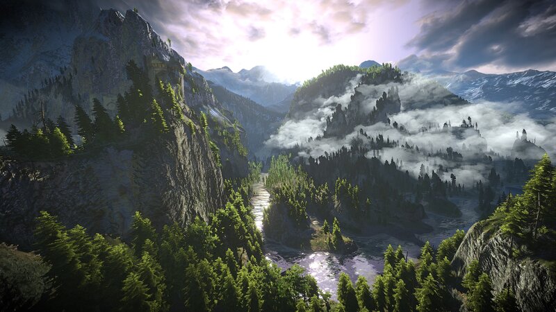 Mountain Valley Landscape — Green, Serene, Morning, 3d Render, River