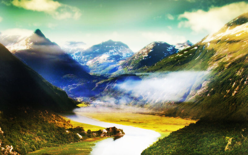 Mountain Valley Landscape — Green, Serene, Morning