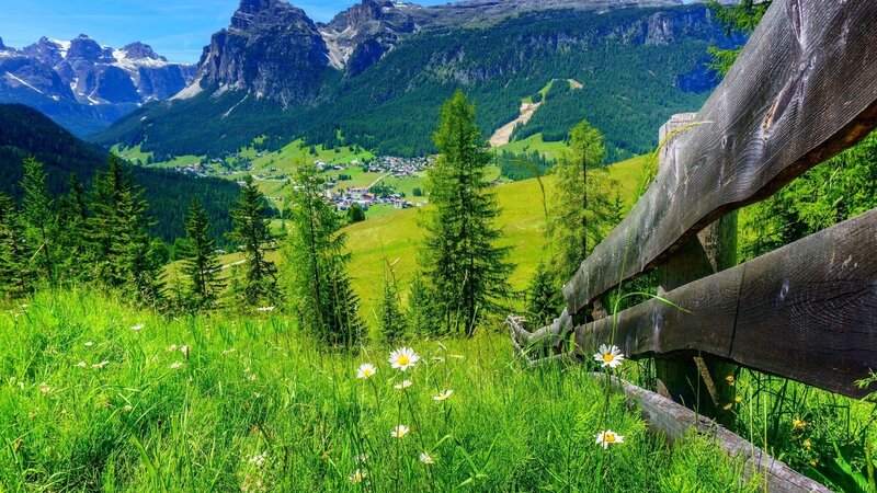 Mountain Valley Landscape — Green, Serene, Summer, Photograph, Fence