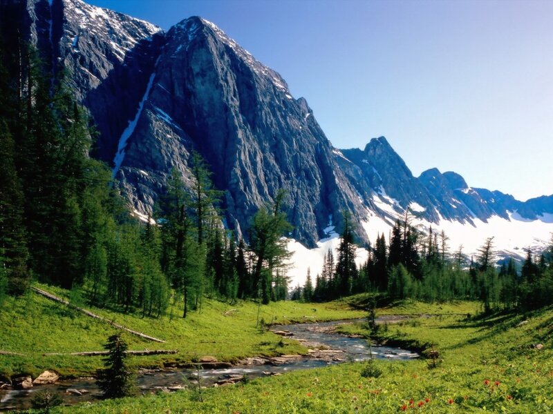 Mountain Valley Landscape — Green, Serene, Summer, Photograph, Mountains