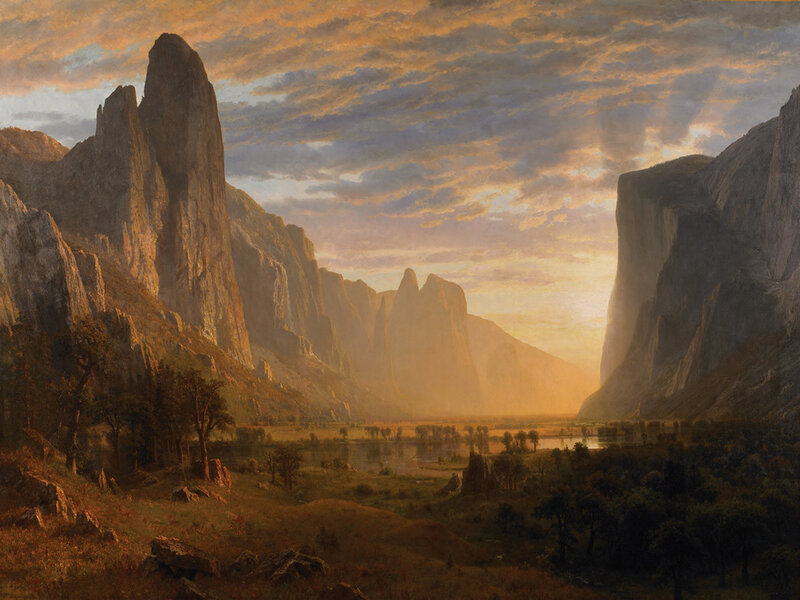 Mountain Valley Landscape — Orange, Dramatic, Sunset, Painting