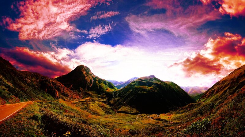 Mountain Valley Landscape — Purple