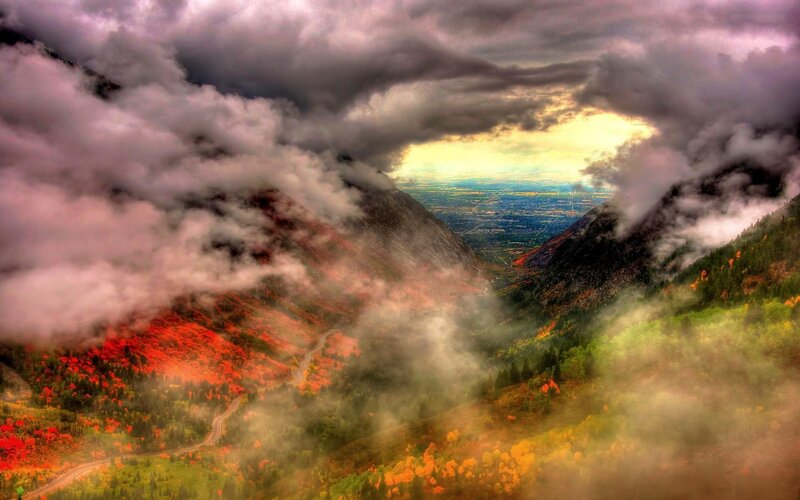 Mountain Valley Landscape — Red