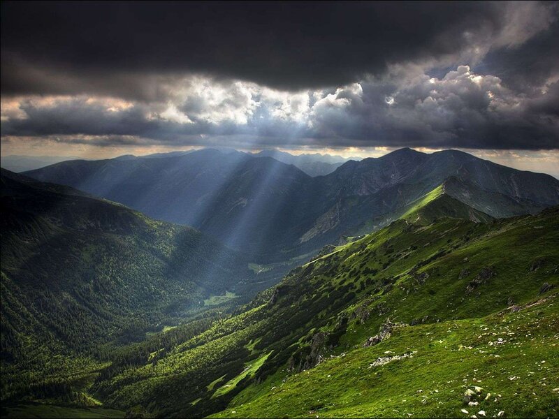 Mountain Valley Landscape — Sunbeams