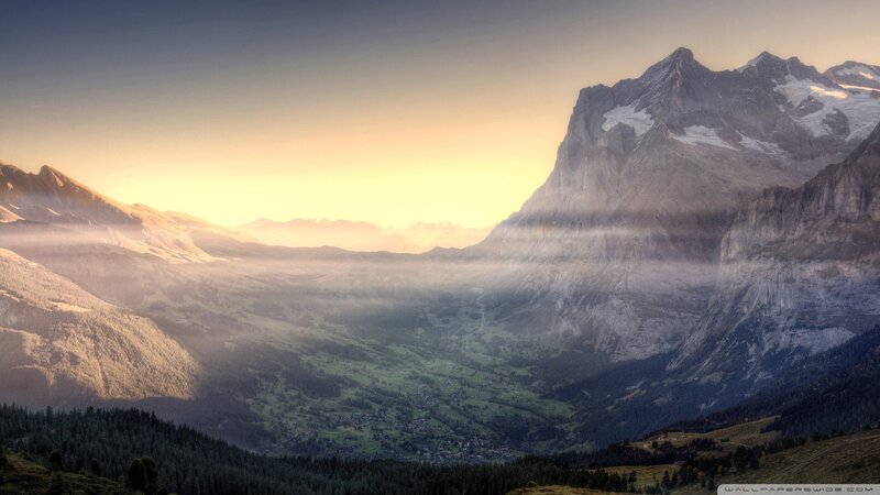 Mountain Valley Landscape — Yellow, Serene
