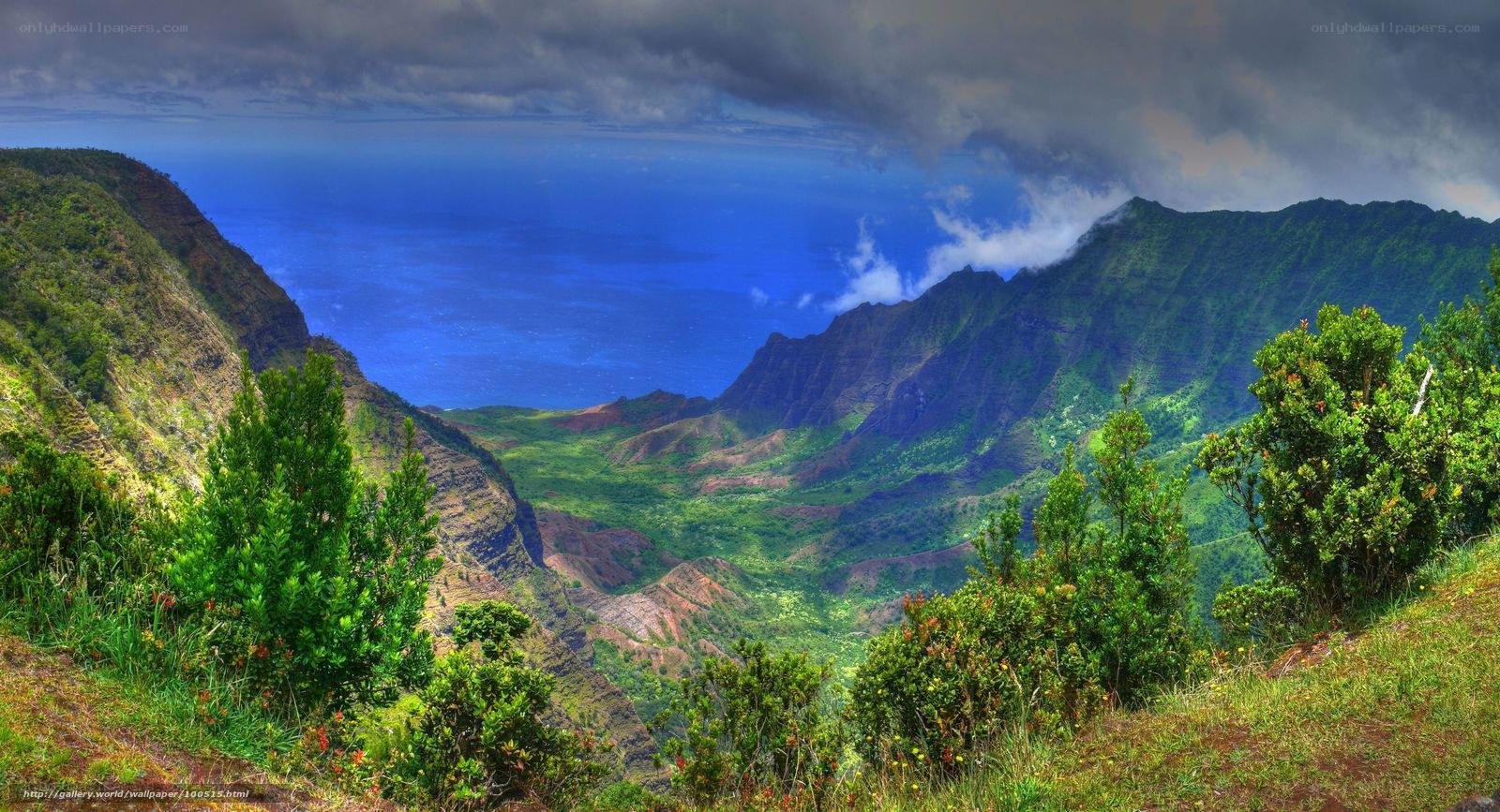 Mountain valley overlooking the ocean