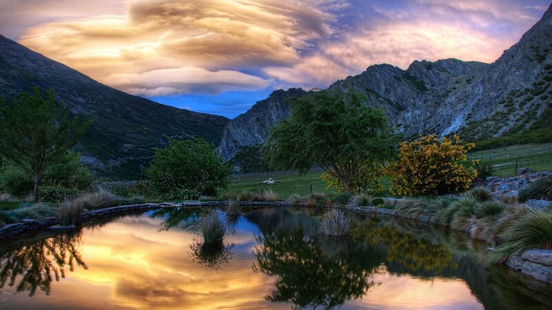 Mountain Valley Pond — Gold, Serene, Sunset