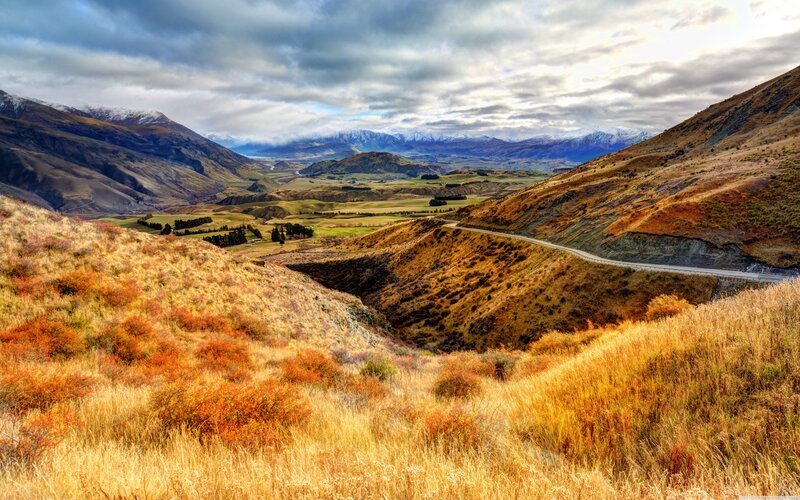 Mountain valley road landscape
