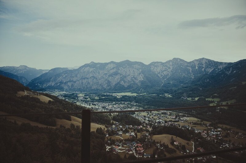 Mountain valley town view