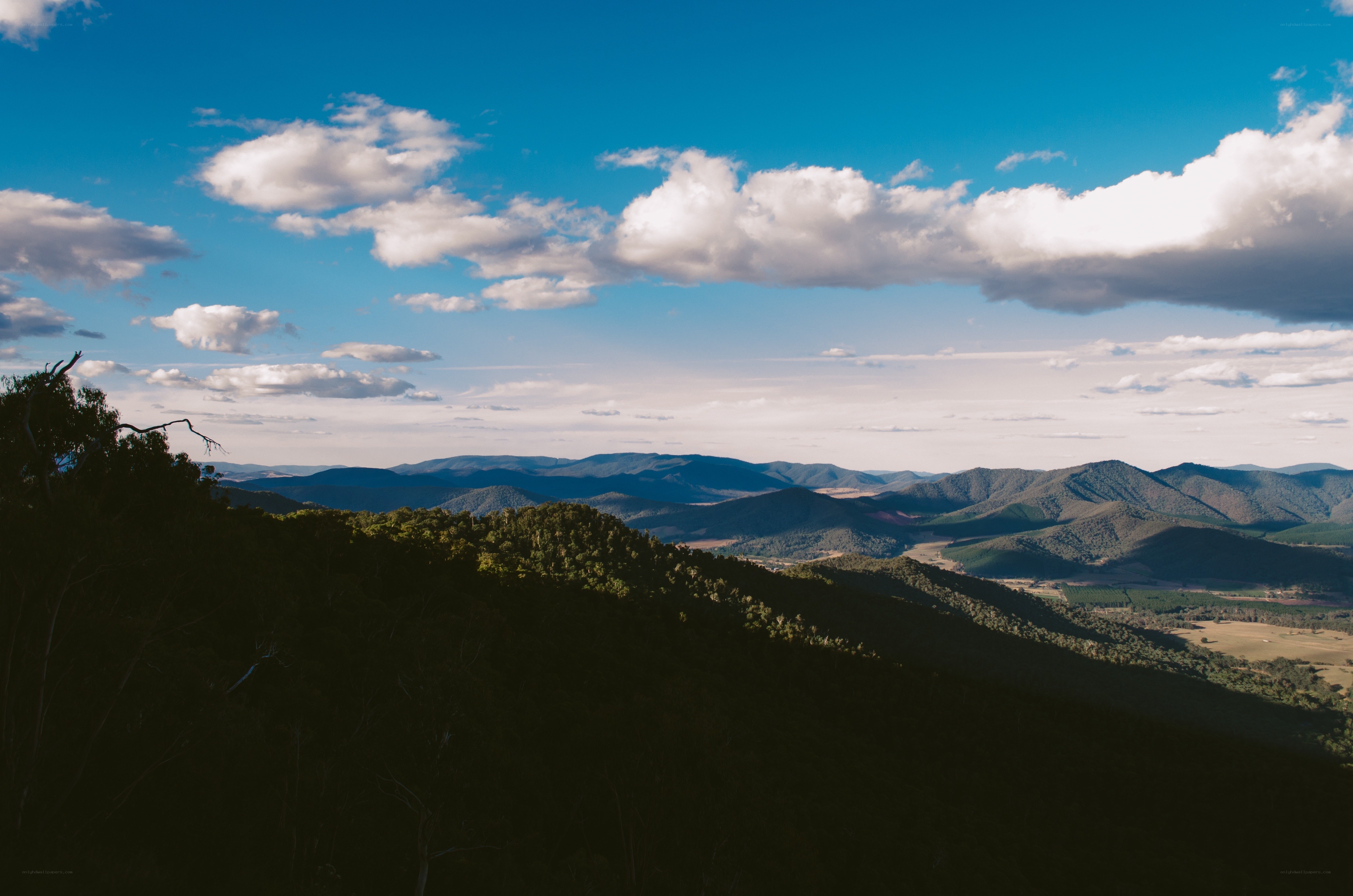 Mountain valley under blue sky