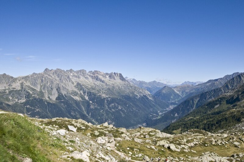 Mountain valley under clear sky