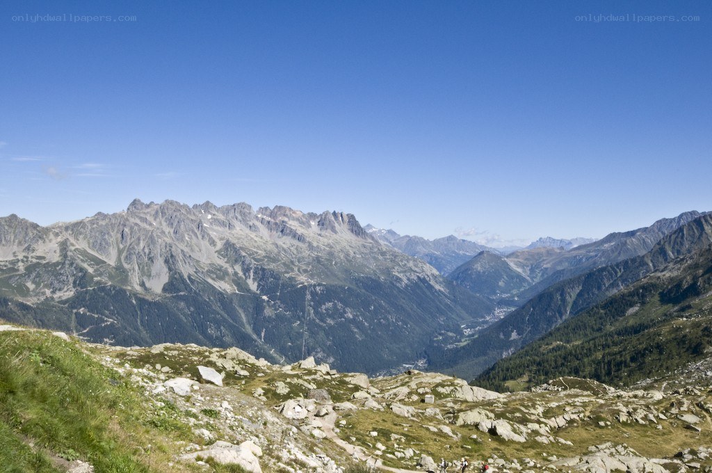 Mountain valley under clear sky
