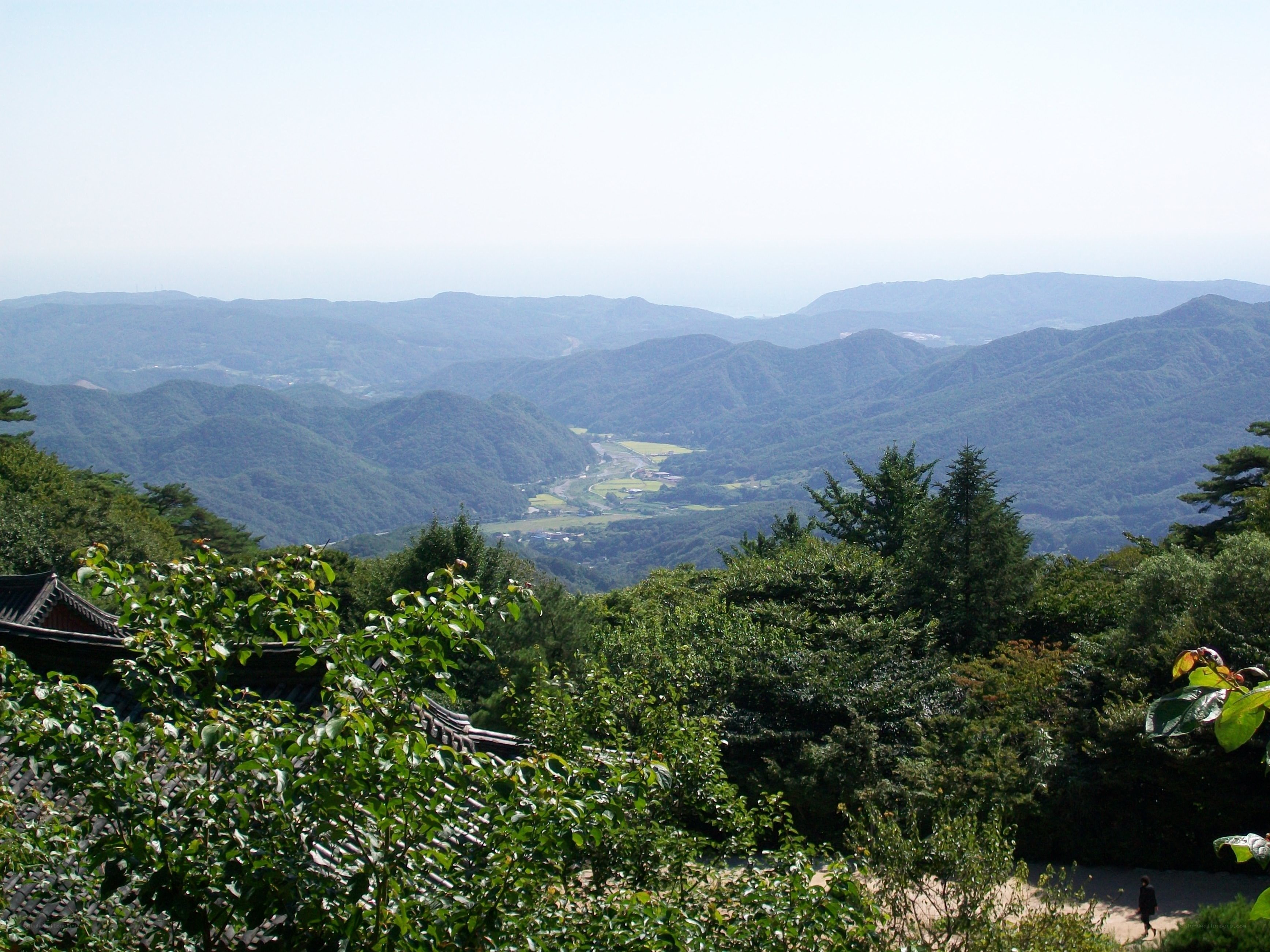 Mountain valley view from temple