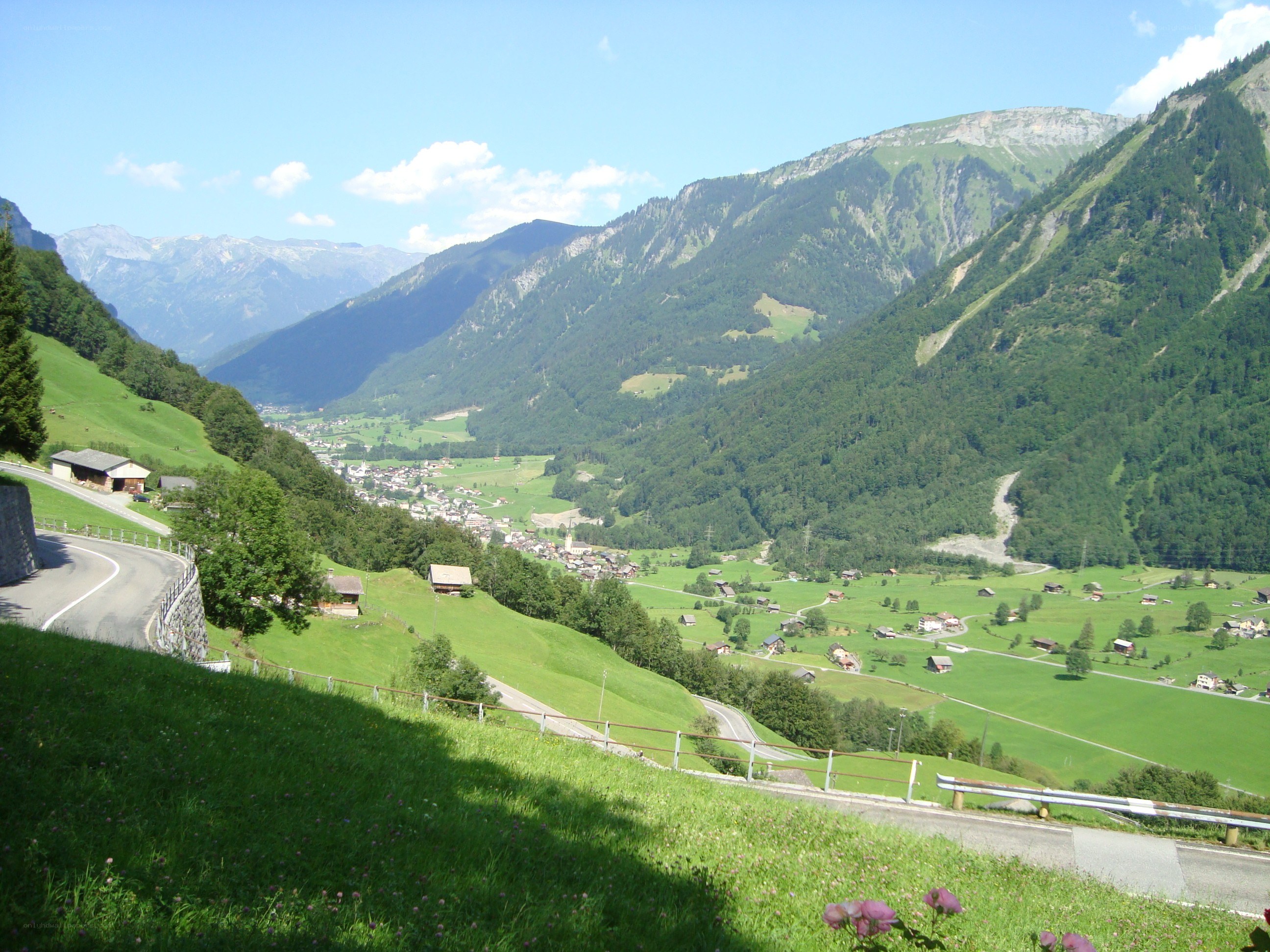 Mountain valley village view