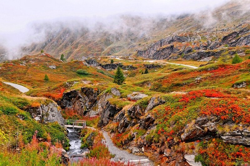 Mountain valley with autumn colors