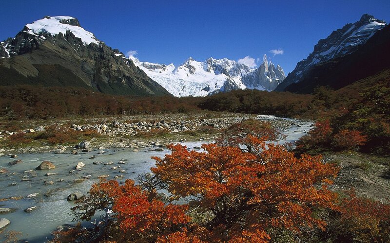 Mountain valley with autumn foliage
