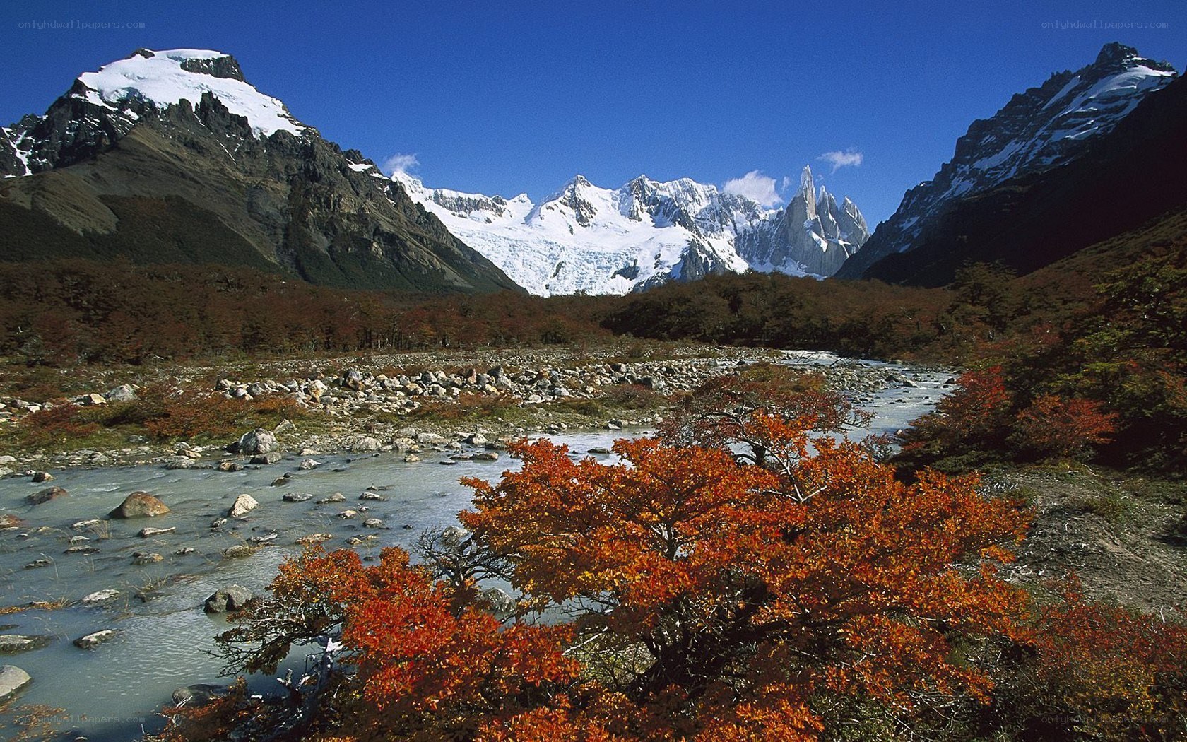 Mountain valley with autumn foliage