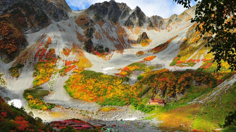 Mountain Valley with Autumn Foliage — Orange