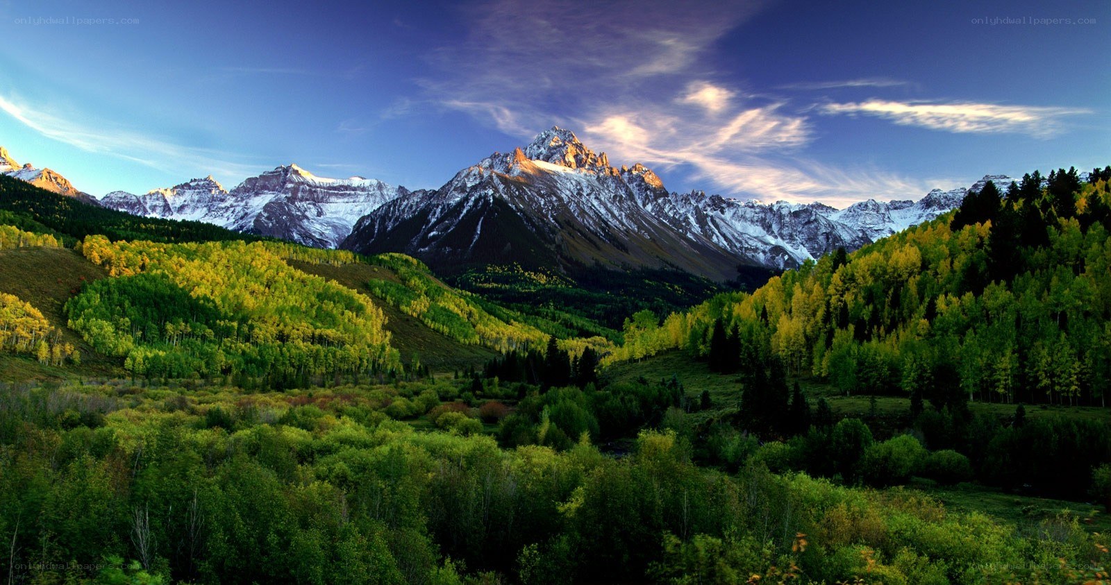 Mountain valley with autumn trees