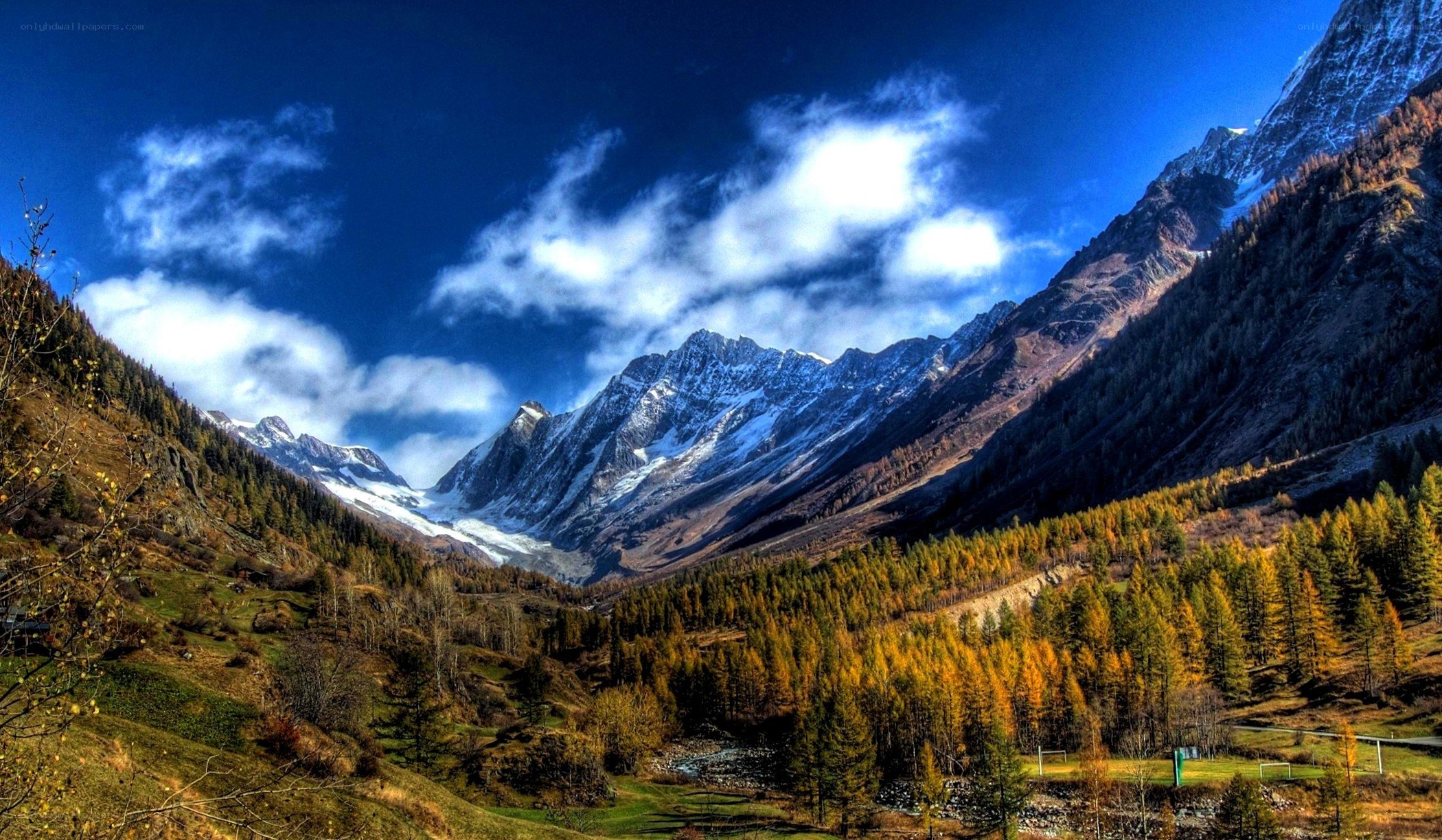 Mountain valley with autumn trees