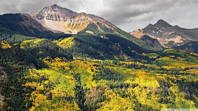 Mountain Valley with Autumn Trees — Yellow