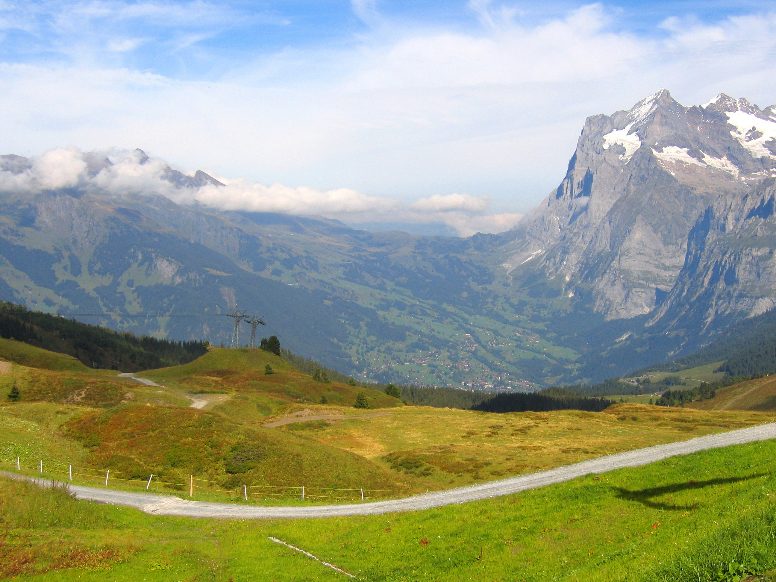 Mountain valley with cable car