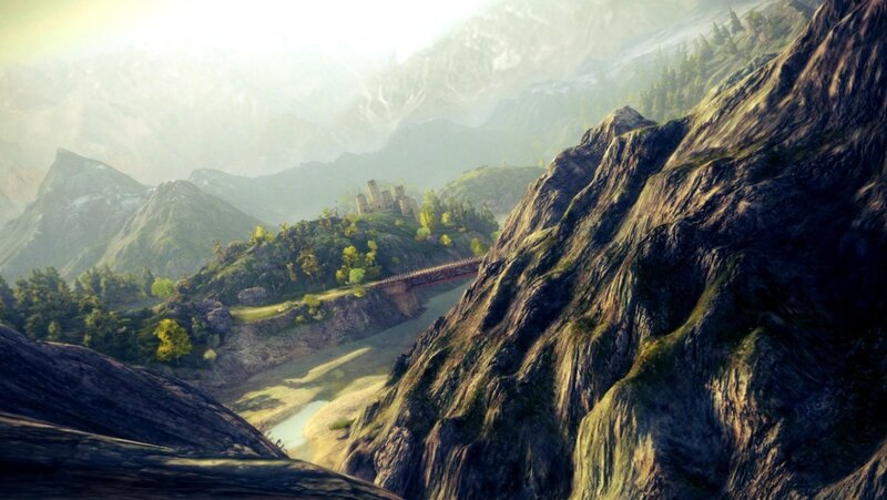mountain valley with castle