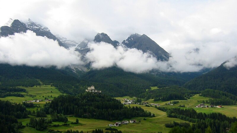 mountain valley with castle