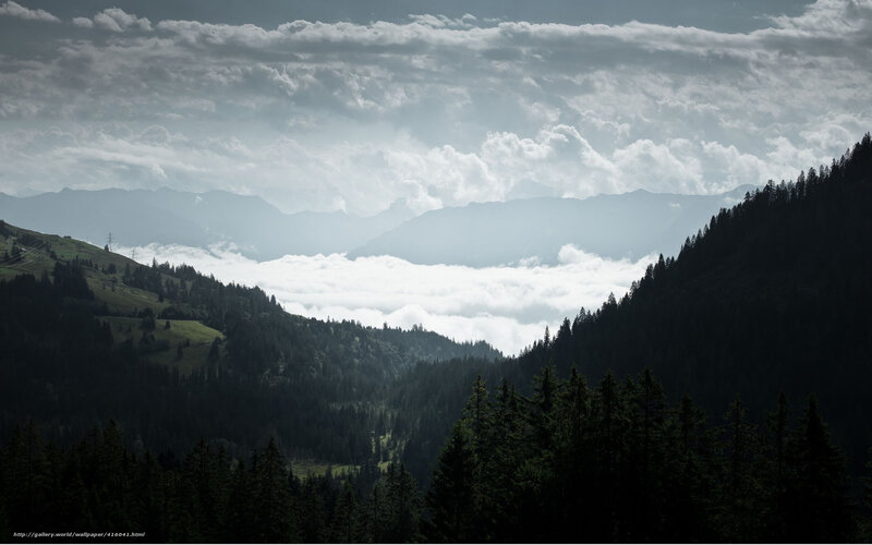 Mountain Valley with Clouds — Green